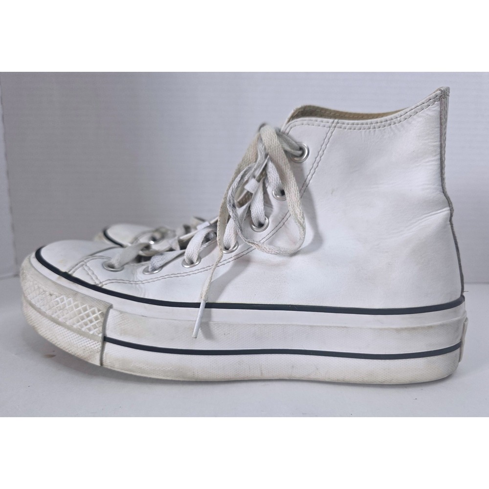 Converse Chuck Taylor All Star Lift Hi Platform High Top White Leather Shoes 8M
